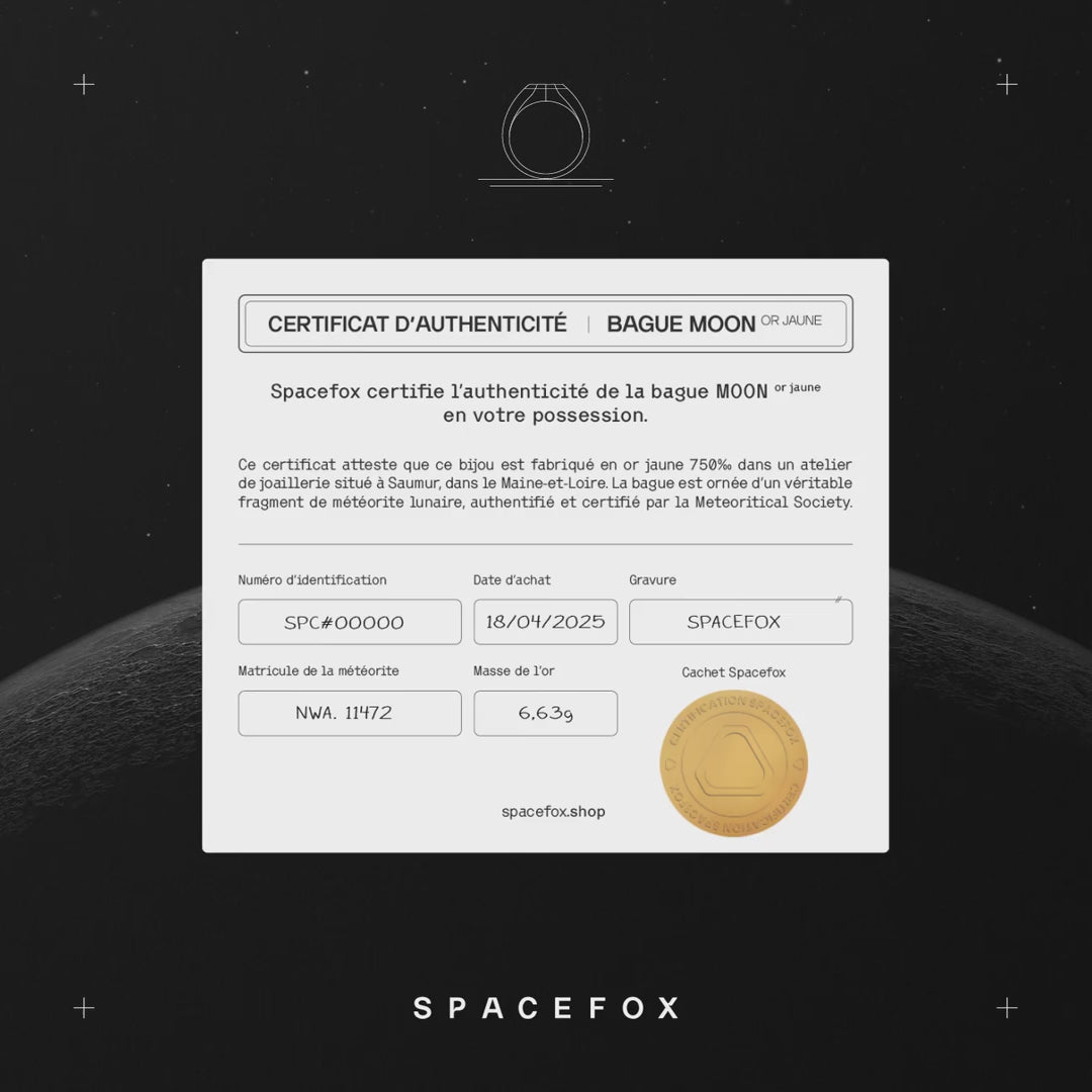 Charger la vidéo: Certificat d'authenticité bague Moon Or Spacefox