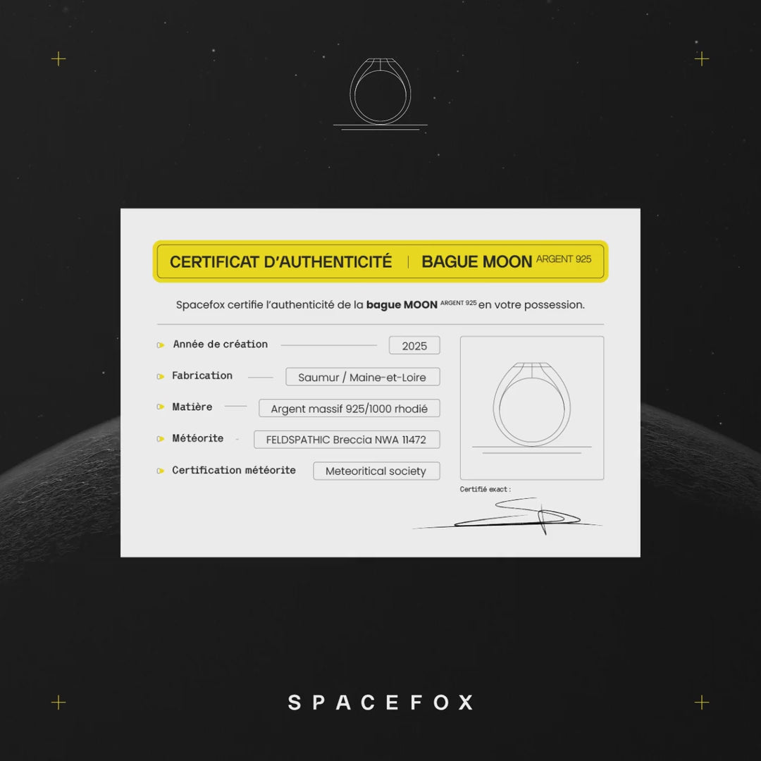 Charger la vidéo: Certificat bague moon argent Spacefox