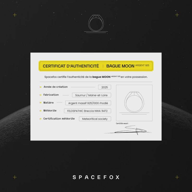 Certificat bague moon argent Spacefox